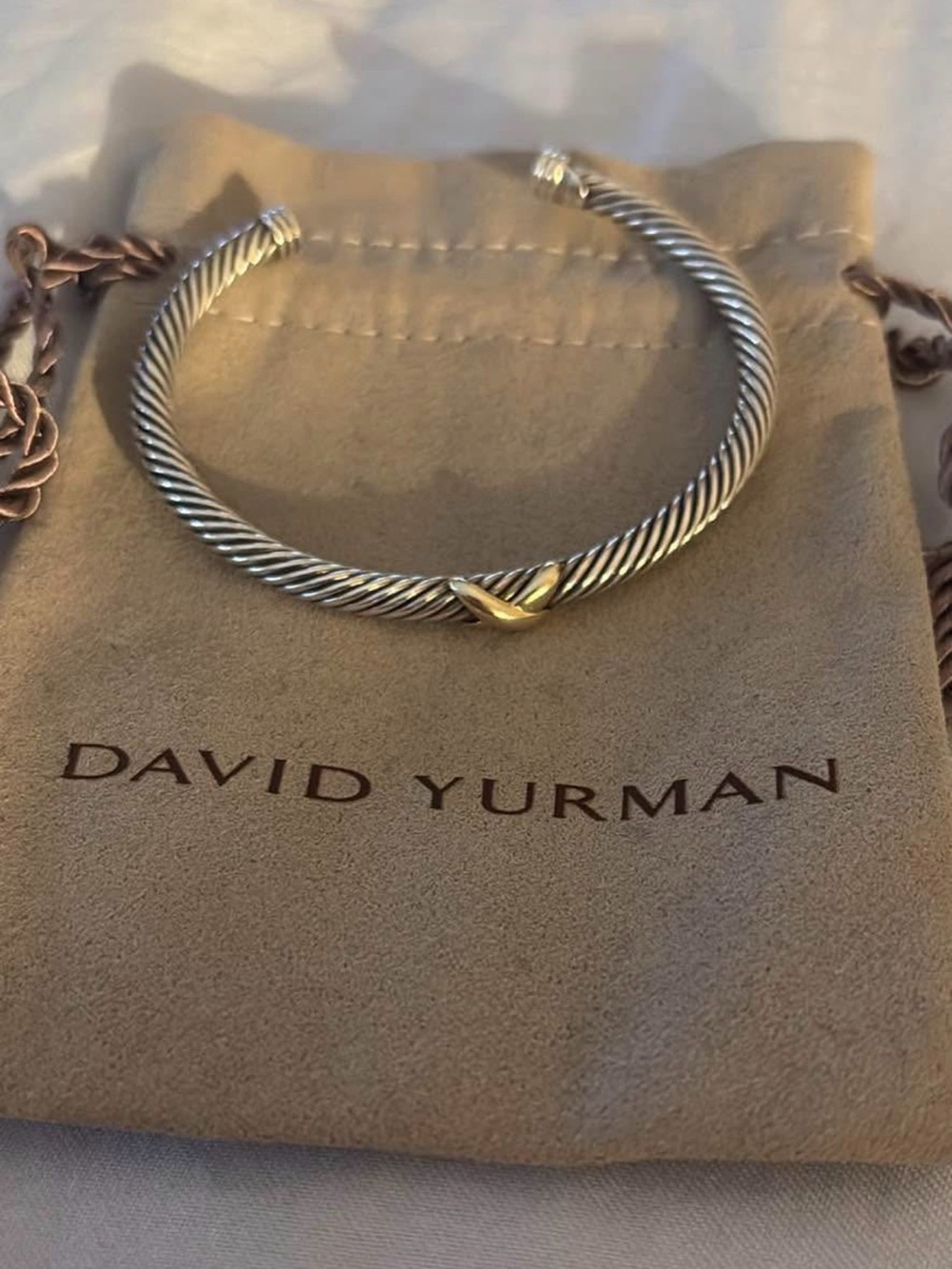 David Yurman Two-Tone Cable Cuff Bracelet - Silver & Gold Accent